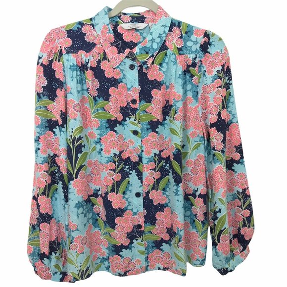 & Other Stories Tops - & Other Stories Blouse Size 8 Daisy Floral Print Button Front Shirt Viscose